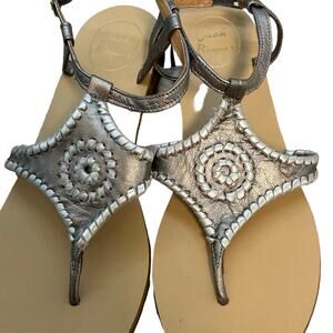Jack Rogers Maci Sandal Pewter Braided Leather Size 8.5